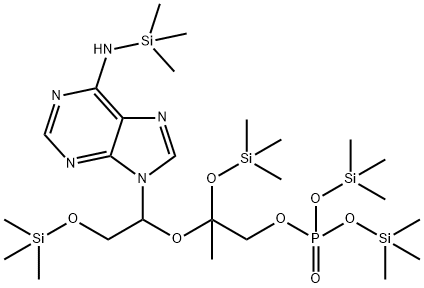 Phosphoric acid, 2-(trimethylsiloxy)-2-[2-(trimethylsiloxy)-1-[6-[(tri methylsilyl)amino]-9H-purin-9-yl]ethoxy]propyl bis(trimethylsilyl) est er,32645-63-9,结构式