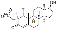 Testosterone-1,2-t2, acetate-1-14C 结构式