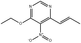 Pyrimidine, 4-ethoxy-5-nitro-6-(1E)-1-propenyl- (9CI) 结构式