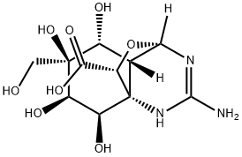 (4S,9R)-2-アミノ-4,4aα,5,6,7,8-ヘキサヒドロ-5β,6α,7α,8α-テトラヒドロキシ-6-(ヒドロキシメチル)-1H-4β,8aβ-(エポキシメタノ)キナゾリン-9-カルボン酸 化学構造式