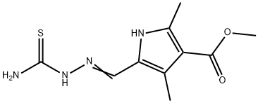 1H-Pyrrole-3-carboxylicacid,5-[[(aminothioxomethyl)hydrazono]methyl]-2,4-dimethyl-,methylester(9CI) 结构式