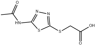 2-{[5-(acetylamino)-1,3,4-thiadiazol-2-yl]sulfanyl}acetic acid 化学構造式