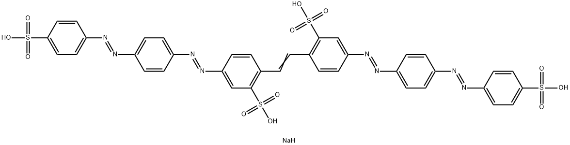 2,2'-(1,2-エテンジイル)ビス[5-[[4-[[4-[(ソジオオキシ)スルホニル]フェニル]アゾ]フェニル]アゾ]ベンゼンスルホン酸ナトリウム] 化学構造式