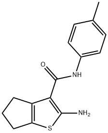 2-氨基-N-(对甲苯基)-5,6-二氢-4H-环戊二烯[B]噻吩-3-甲酰胺, 329066-87-7, 结构式