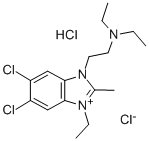 5,6-dichloro-3-[2-(diethylamino)ethyl]-1-ethyl-2-methylbenzimidazolium chloride monohydrochloride 结构式