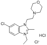 5-chloro-1-ethyl-2-methyl-3-(2-morpholinoethyl)benzimidazolium chloride monohydrochloride,32915-77-8,结构式