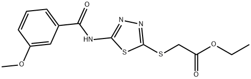 ethyl 2-({5-[(3-methoxybenzoyl)amino]-1,3,4-thiadiazol-2-yl}sulfanyl)acetate Structure