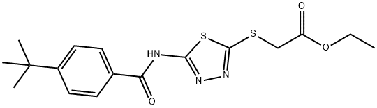 ethyl 2-[(5-{[4-(tert-butyl)benzoyl]amino}-1,3,4-thiadiazol-2-yl)sulfanyl]acetate Structure