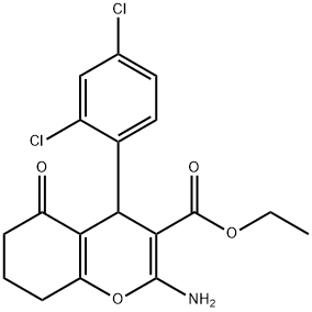 ethyl 2-amino-4-(2,4-dichlorophenyl)-5-oxo-5,6,7,8-tetrahydro-4H-chromene-3-carboxylate 结构式