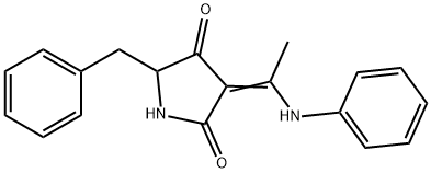 3-(1-アニリノエチリデン)-5-ベンジルピロリジン-2,4-ジオン 化学構造式