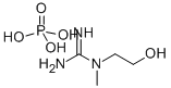 N-(2-hydroxyethyl)-N-methylguanidinium phosphate Struktur