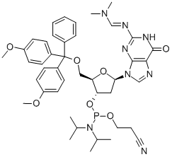 DMT-DG(DMF) ホスホロアミダイト 化学構造式