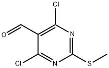 2-(甲硫基)-4,6-二氯-5-嘧啶甲醛,33097-11-9,结构式