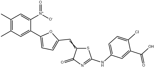 2-Chloro-5-[[5-[[5-(4,5-Dimethyl-2-nitrophenyl)-2-furanyl]methylene]-4,5-dihydro-4-oxo-2-thiazolyl]amino]benzoicacid Structure