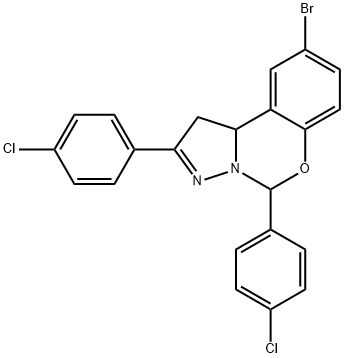 9-bromo-2,5-bis(4-chlorophenyl)-1,10b-dihydropyrazolo[1,5-c][1,3]benzoxazine 结构式