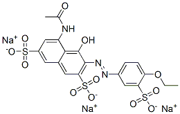 trisodium 5-(acetylamino)-3-[(4-ethoxy-3-sulphonatophenyl)azo]-4-hydroxynaphthalene-2,7-disulphonate Structure