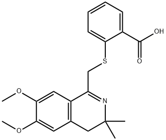 2-(6,7-DIMETHOXY-3,3-DIMETHYL-3,4-DIHYDRO-ISOQUINOLIN-1-YLMETHYLSULFANYL)-BENZOIC ACID 化学構造式