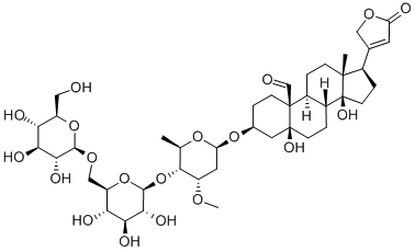 33279-57-1 3β-[4-O-(6-O-β-D-グルコピラノシル-β-D-グルコピラノシル)-3-O-メチル-2,6-ジデオキシ-β-D-ribo-ヘキソピラノシルオキシ]-5,14-ジヒドロキシ-19-オキソ-5β-カルダ-20(22)-エノリド