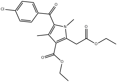 5-(4-クロロベンゾイル)-3-(エトキシカルボニル)-1,4-ジメチル-1H-ピロール-2-酢酸エチル 化学構造式