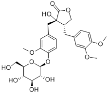 33464-71-0 (3S,4S)-4-[(3,4-ジメトキシフェニル)メチル]-3-[[4-(β-D-グルコピラノシルオキシ)-3-メトキシフェニル]メチル]-4,5-ジヒドロ-3-ヒドロキシフラン-2(3H)-オン