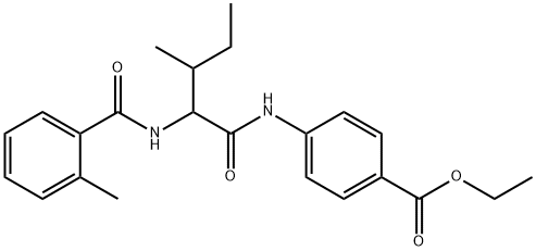 Benzoic acid, 4-[[3-methyl-2-[(2-methylbenzoyl)amino]-1-oxopentyl]amino]-, ethyl ester (9CI) Struktur