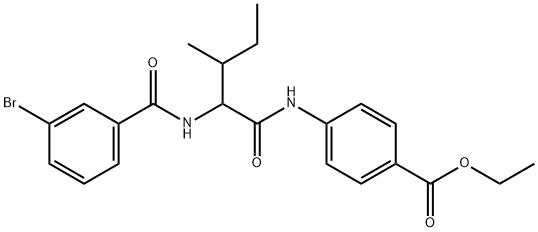 Benzoic acid, 4-[[2-[(3-bromobenzoyl)amino]-3-methyl-1-oxopentyl]amino]-, ethyl ester (9CI) Structure