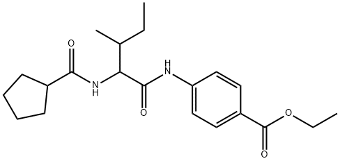 Benzoic acid, 4-[[2-[(cyclopentylcarbonyl)amino]-3-methyl-1-oxopentyl]amino]-, ethyl ester (9CI) 化学構造式