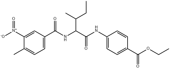 Benzoic acid, 4-[[3-methyl-2-[(4-methyl-3-nitrobenzoyl)amino]-1-oxopentyl]amino]-, ethyl ester (9CI) 结构式