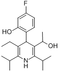 3-Pyridinemethanol, 5-ethyl-4-(4-fluoro-2-hydroxyphenyl)-a-methyl-2,6-bis(1-methylethyl)- 化学構造式