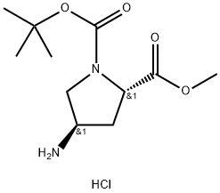 N-Boc-反式-4-氨基-L-脯氨酸甲酯盐酸盐, 334999-32-5, 结构式