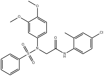 N-(4-氯-2-甲基苯基)-2-(N-(3,4-二甲氧基苯基)苯基磺酰胺基)乙酰胺,335208-47-4,结构式