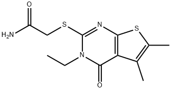2-[(3-ethyl-5,6-dimethyl-4-oxo-3,4-dihydrothieno[2,3-d]pyrimidin-2-yl)sulfanyl]acetamide Struktur
