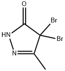 2,4-ジヒドロ-4,4-ジブロモ-5-メチル-3H-ピラゾール-3-オン 化学構造式