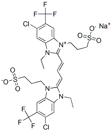 1H-Benzimidazolium, 6-chloro-2-[3-[5-chloro-3-ethyl-1,3-dihydro-1-(3-sulfopropyl)-6-(trifluoromethyl)-2H-benzimidazol-2-ylidene]-1-propenyl]-1-ethyl-3-(3-sulfopropyl)-5-(trifluoromethyl)-, hydroxide, inner salt, sodium salt|5-氯-2-[3-[5-氯-1-乙基-1,3-二氢-1-(3-磺酸丙基)-6-三氟甲基-2H-苯并咪唑-2-亚基]-1-亚丙烯基]-3-乙基-1-(3-磺酸丙基)-6-三氟甲基-1H-苯并咪唑内翁钠盐
