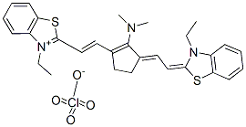 11-DIMETHYLAMINO-3,3'-DIETHYL-10,12-ETHYLENETHIATRICARBOCYANINE PERCHLORATE,33628-25-0,结构式