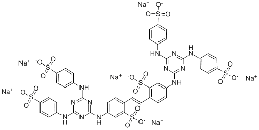 hexasodium 4,4'-bis[[2,6-bis(p-sulphonatoanilino)-1,3,5-triazin-2-yl]amino]stilbene-2,2'-disulphonate 结构式