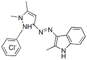 2,3-dimethyl-5-[(2-methyl-1H-indol-3-yl)azo]-1-phenyl-1H-pyrazolium chloride 化学構造式