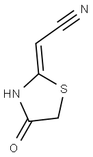 (4-オキソチアゾリジン-2-イリデン)アセトニトリル 化学構造式