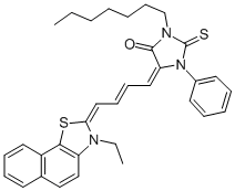 5-[4-(3-エチルナフト[2,1-d]チアゾール-2(3H)-イリデン)-2-ブテニリデン]-3-ヘプチル-1-フェニル-2-チオキソ-4-イミダゾリジノン 化学構造式