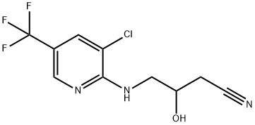 1-{[3-Chloro-5-(trifluoromethyl)pyridin-2-yl]amino}-3-cyanopropan-2-ol, 3-Chloro-2-[(3-cyano-2-hydroxyprop-1-yl)amino]-5-(trifluoromethyl)pyridine Struktur