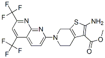 Thieno[2,3-c]pyridine-3-carboxylic acid, 2-amino-6-[5,7-bis(trifluoromethyl)-1,8-naphthyridin-2-yl]-4,5,6,7-tetrahydro-, methyl ester (9CI) Structure