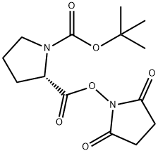 1-(tert-ブトキシカルボニル)-L-プロリン2,5-ジオキソピロリジノ 化学構造式