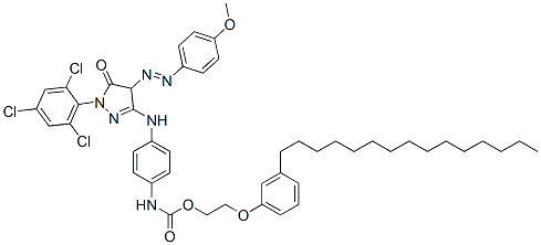 2-(3-pentadecylphenoxy)ethyl [4-[[4,5-dihydro-4-[(4-methoxyphenyl)azo]-5-oxo-1-(2,4,6-trichlorophenyl)-1H-pyrazol-3-yl]amino]phenyl]carbamate|2-(3-PENTADECYLPHENOXY)ETHYL [4-[[4,5-DIHYDRO-4-[(4-METHOXYPHENYL)AZO]-5-OXO-1-(2,4,6-TRICHLOROPHEN