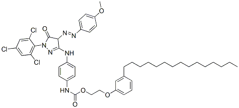 2-(3-pentadecylphenoxy)ethyl [4-[[4,5-dihydro-4-[(4-methoxyphenyl)azo]-5-oxo-1-(2,4,6-trichlorophenyl)-1H-pyrazol-3-yl]amino]phenyl]carbamate Structure