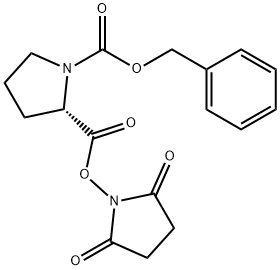 (2S)-2-[[(2,5-ジオキソ-1-ピロリジニル)オキシ]カルボニル]-1-ピロリジンカルボン酸ベンジル 化学構造式