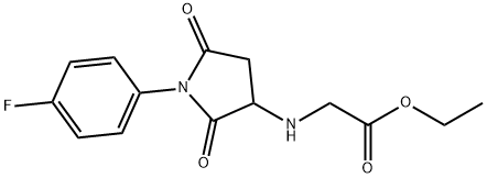 N-[1-(4-フルオロフェニル)-2,5-ジオキソピロリジン-3-イル]グリシン酸エチル 化学構造式