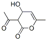 2H-Pyran-2-one, 3-acetyl-3,4-dihydro-4-hydroxy-6-methyl- (9CI) Struktur