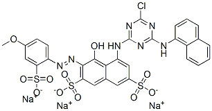 5-[[4-Chloro-6-(1-naphthalenylamino)-1,3,5-triazin-2-yl]amino]-4-hydroxy-3-[(4-methoxy-2-sulfophenyl)azo]2,7-naphthalenedisulfonic acid, trisodium salt Structure