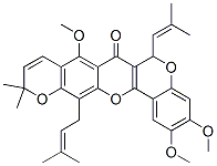 2,3,8-Trimethoxy-11,11-dimethyl-13-(3-methyl-2-butenyl)-6-(2-methyl-1-propenyl)-6H,7H,11H-bis[1]benzopyrano[4,3-b:6',7'-e]pyran-7-one|