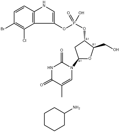 5-BROMO-4-CHLORO-3-INDOXYL THYMIDINE-3'-PHOSPHATE, CYCLOHEXYLAMMONIUM SALT Struktur